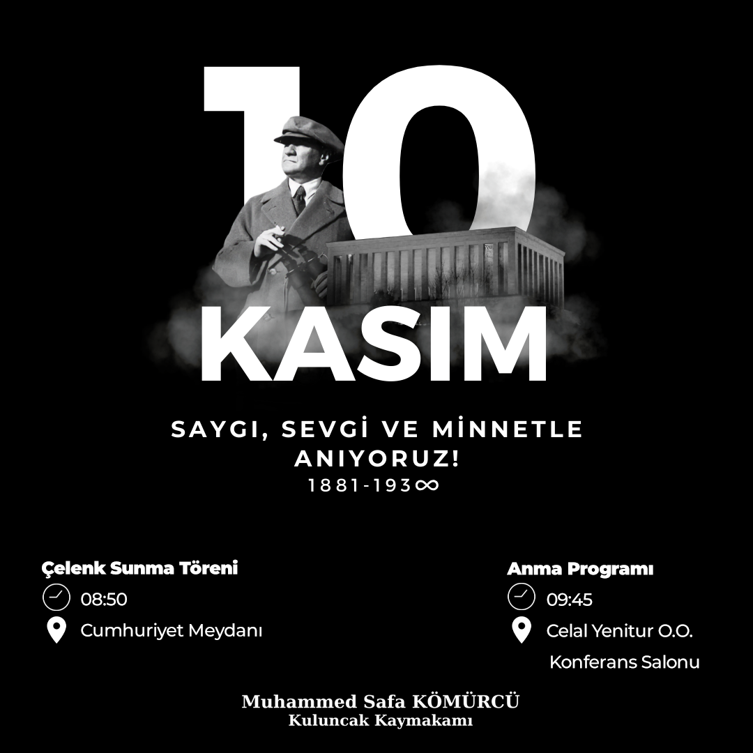 10 Kasım Atatürk'ü Anma Günü Programı