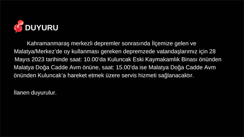  VATANDAŞLARIMIZA DUYURULUR...
